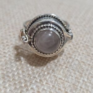 Elegant Silver Poison  Ring with Rose Quartz  Stone